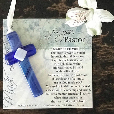 Pastor Appreciation Handmade Glass Cross