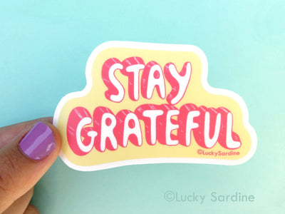 "Stay Grateful" Retro Gratefulness Vinyl Sticker