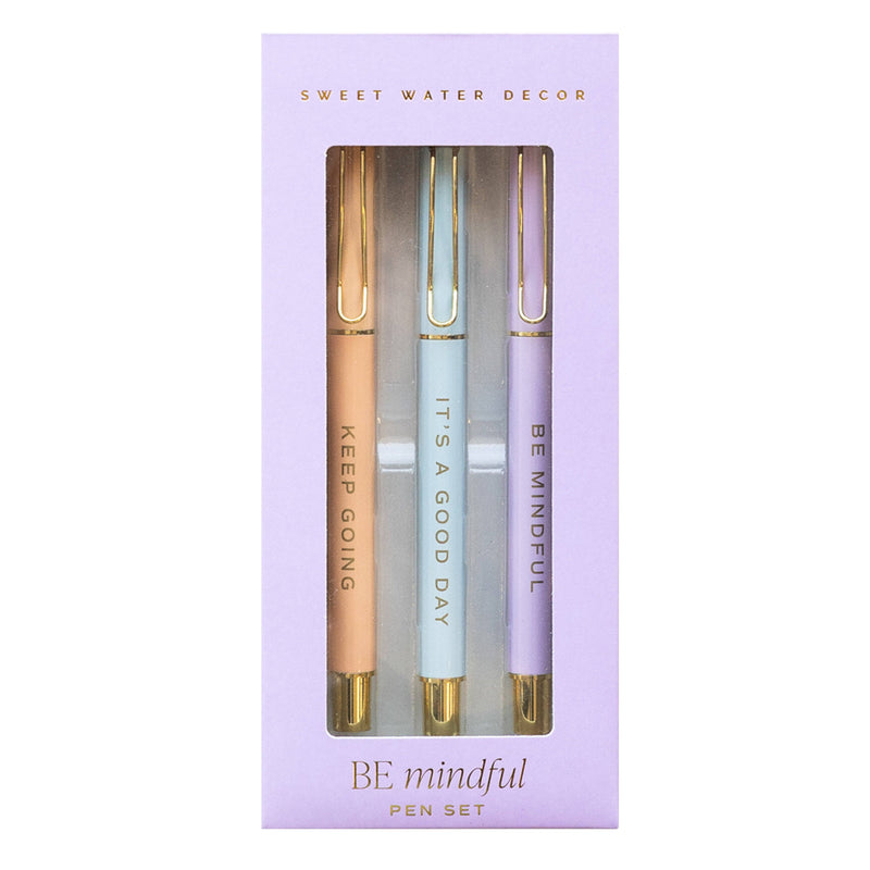 "Be Mindful" Metal Pen Set - 3pk