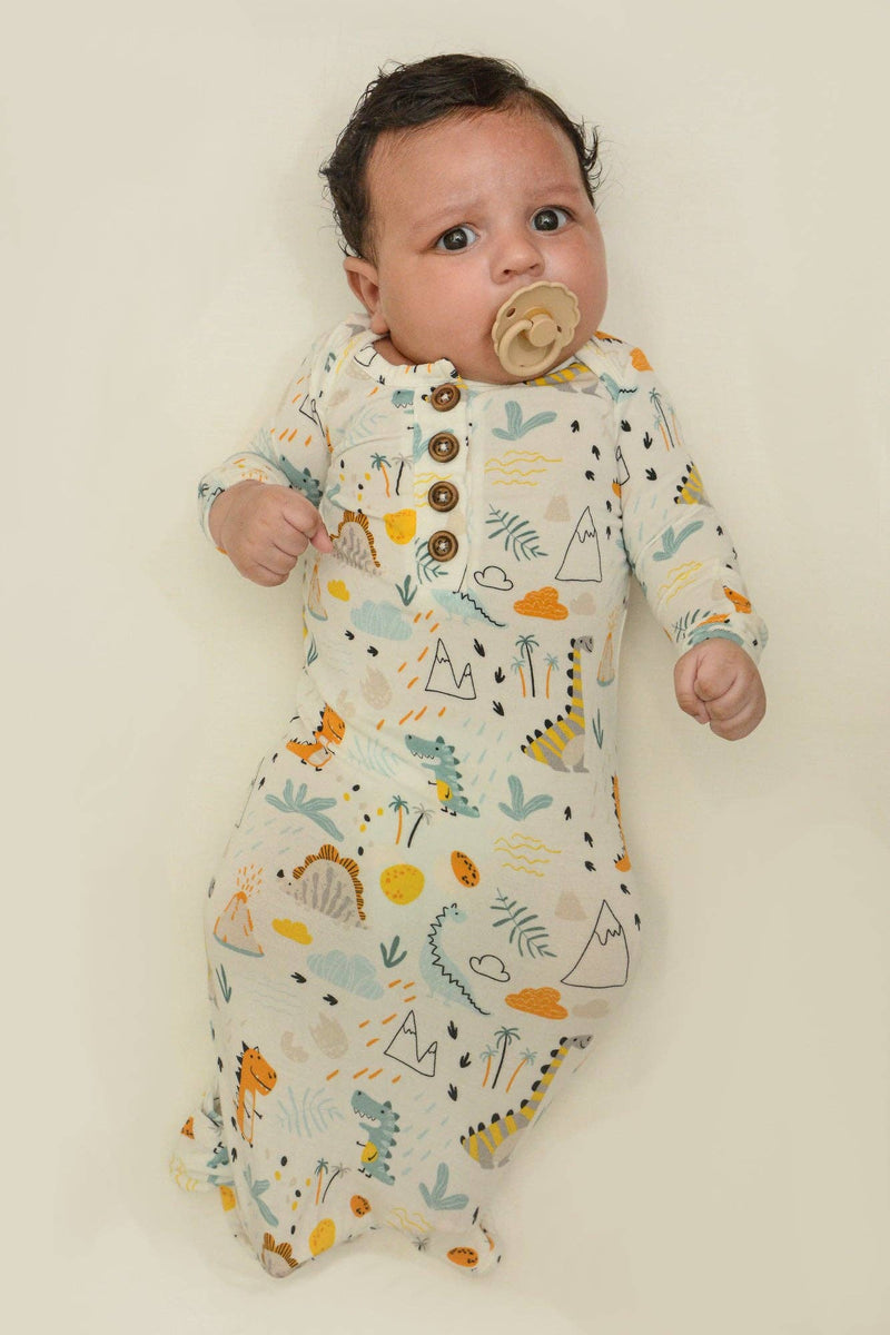 Dino Friends Knotted Gown: 0-3M