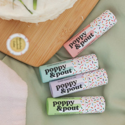 Poppy & Pout Birthday Confetti Cake Lip Balm - Green