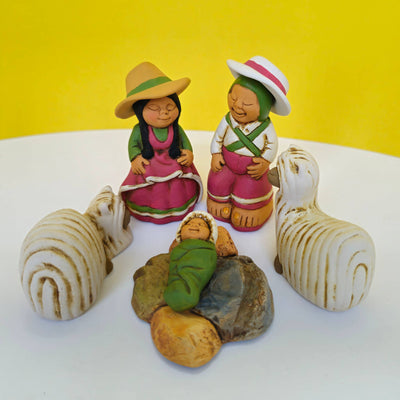 Andean Nativity Set with Suri Alpacas - 8 Piece