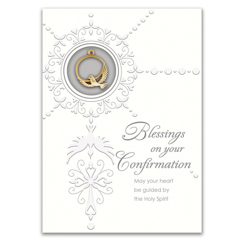 "Confirmation Blessings" Card & Dove Charm Set