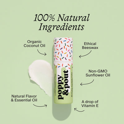 Poppy & Pout Birthday Confetti Cake Lip Balm - Green