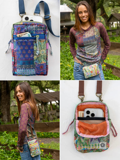 Blue Patchwork 8-in-1 Pocket Crossbody