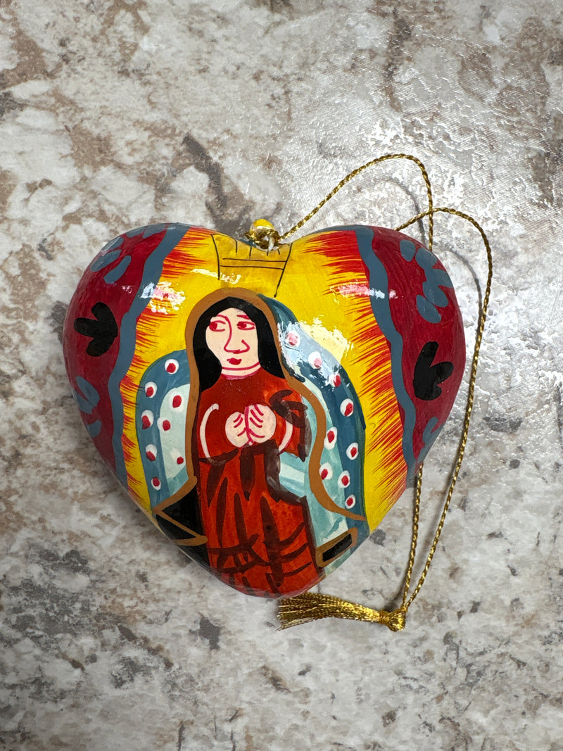Hand Painted Himalayan Papier-Mâché Guadalupe Ornaments