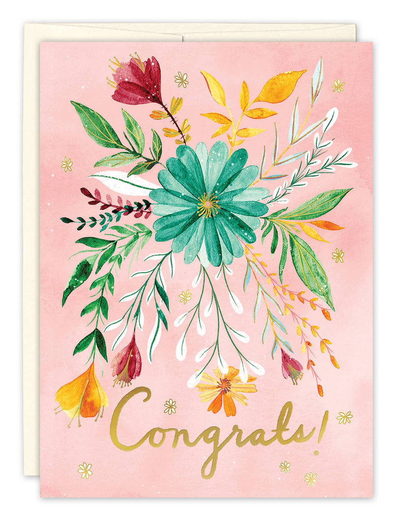 "Congrats!" Floral Card