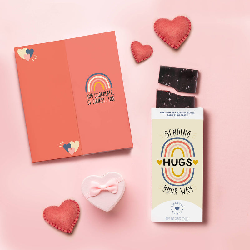 "Sending Hugs" Greeting Card + Chocolate Bar ALL-IN-ONE!