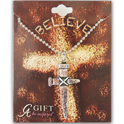 Hammered Nail Cross Pendant Necklaces