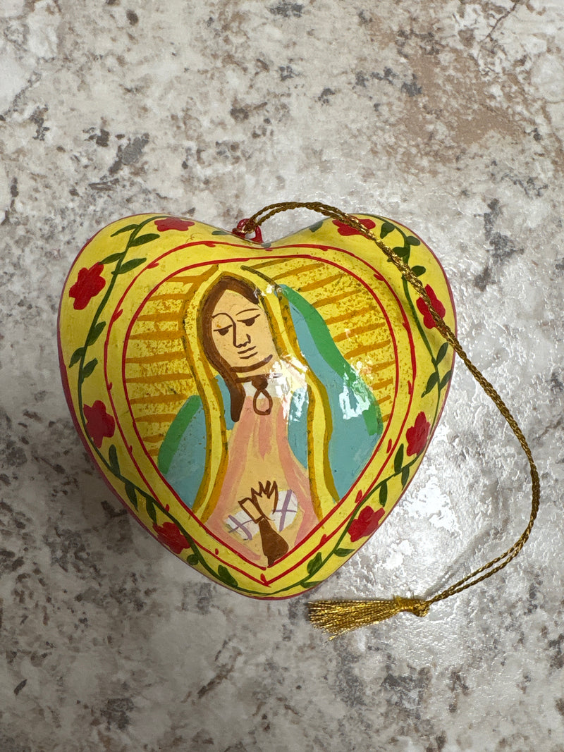 Hand Painted Himalayan Papier-Mâché Guadalupe Ornaments