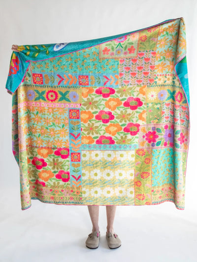 "Loved" Double Sided Cozy Throw Blanket - Teal