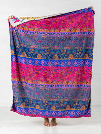 Double Sided Cozy Throw Blanket - Taupe Birds