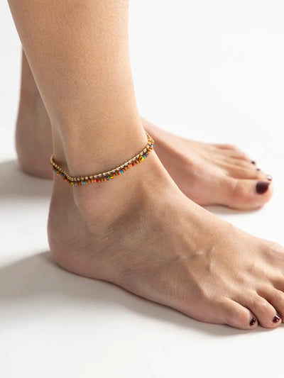 Golden Eye Layered Anklet - Rainbow