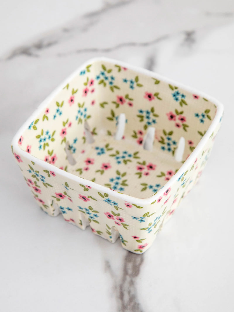 Ceramic Berry Colander - White Floral