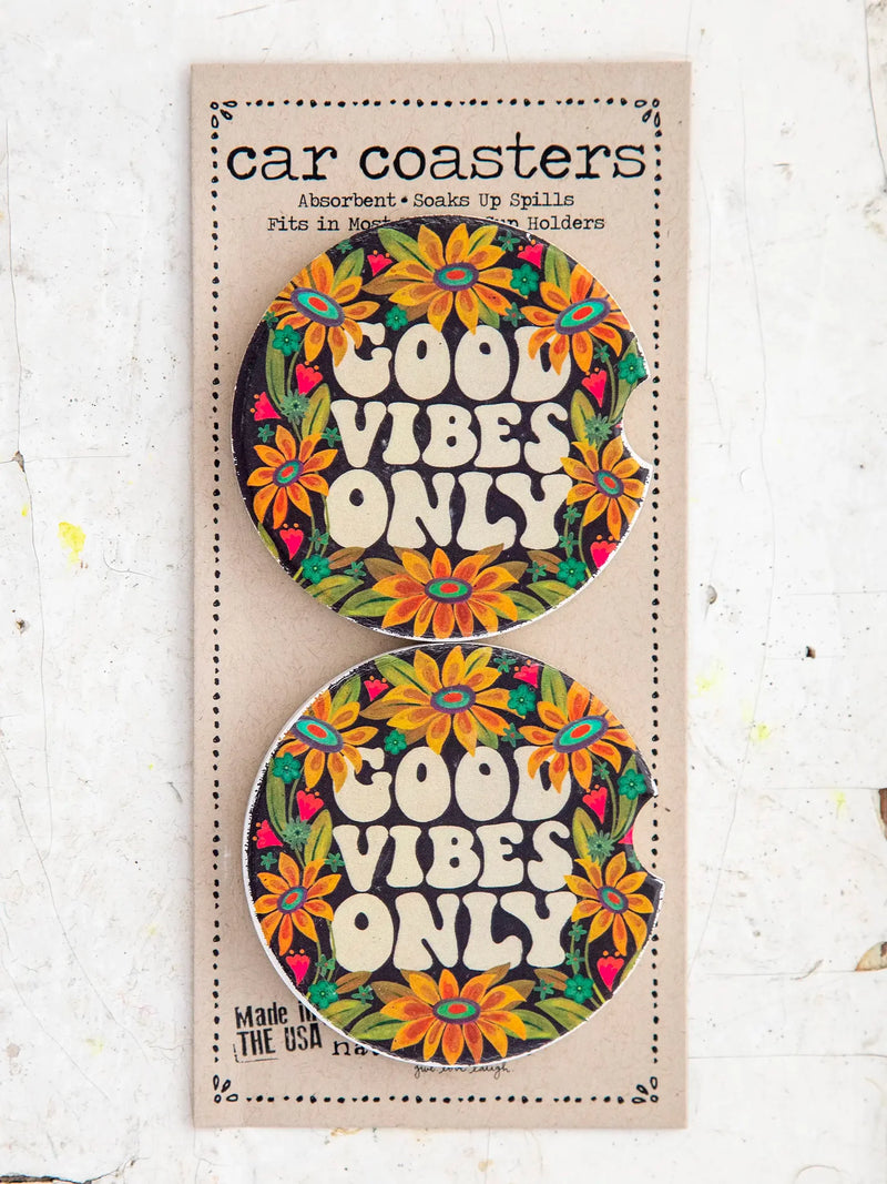 "Good Vibes Only" Car Coasters