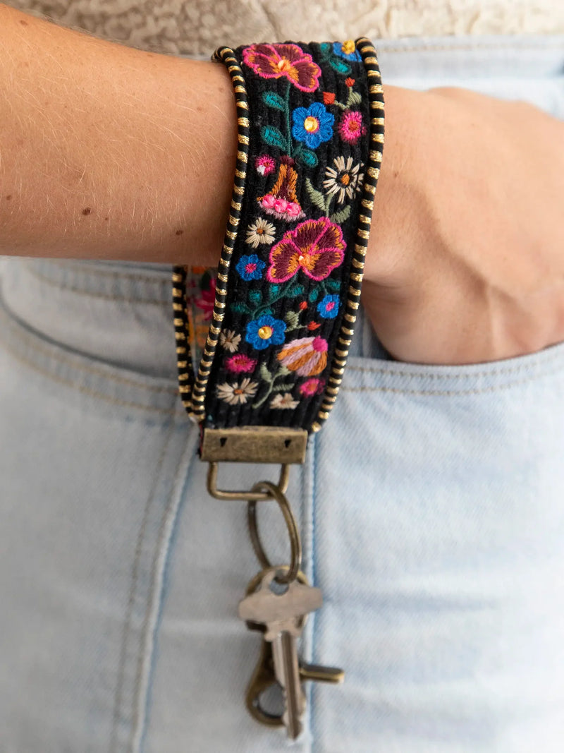 Embroidered Key Fob - Black