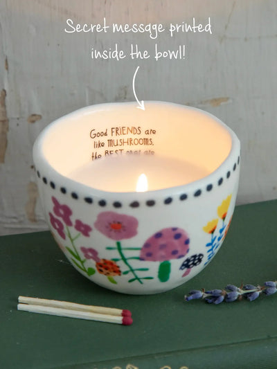 "Friends are Like Mushrooms" Secret Message Candle