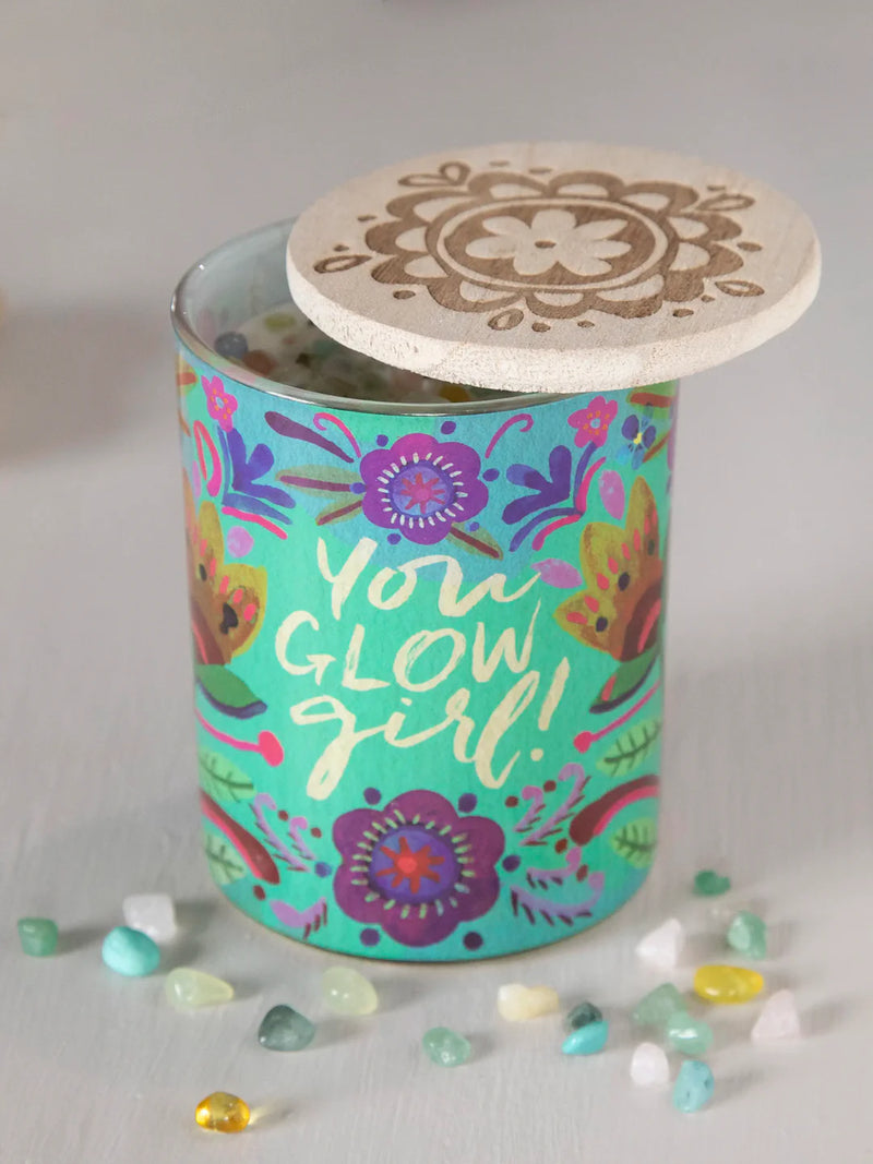 "You Glow Girl" Candle With Gemstones