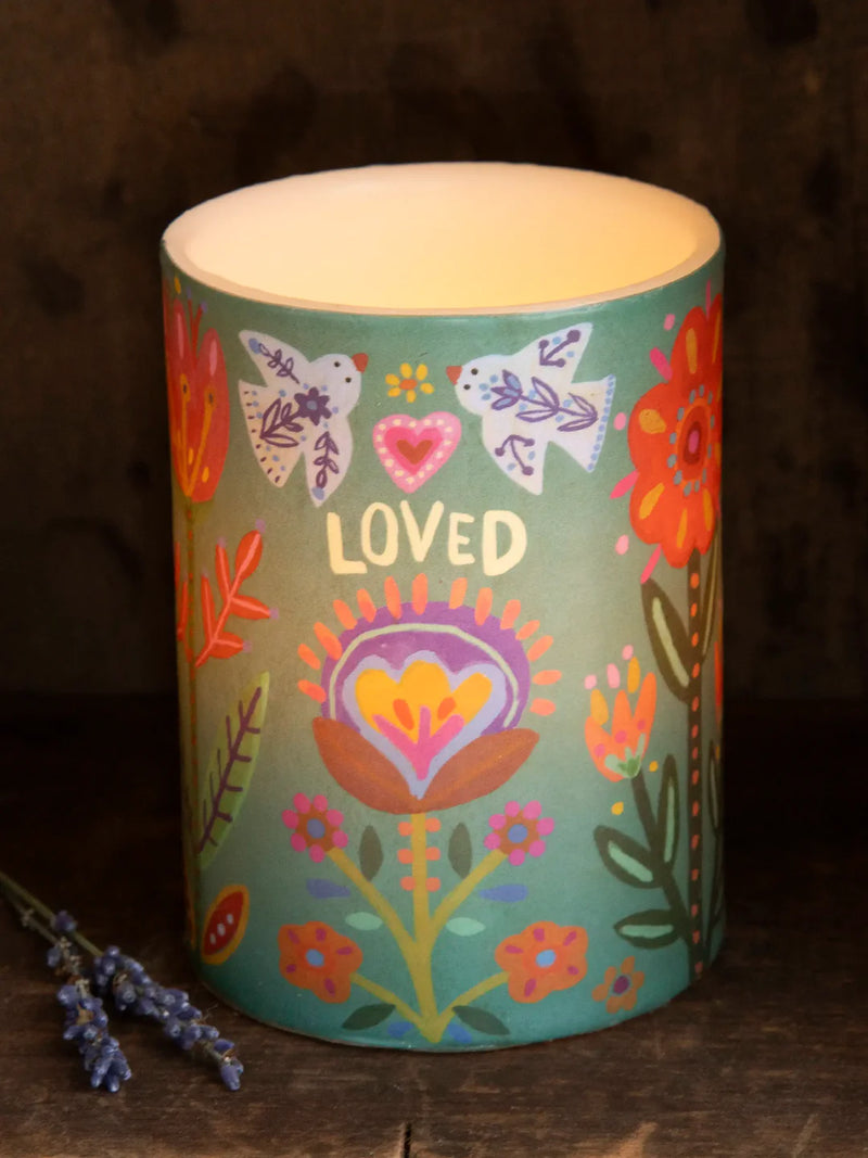 "Loved" Flameless Candle