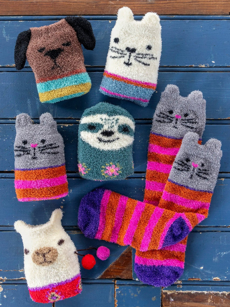 Cozy Socks - White Cats