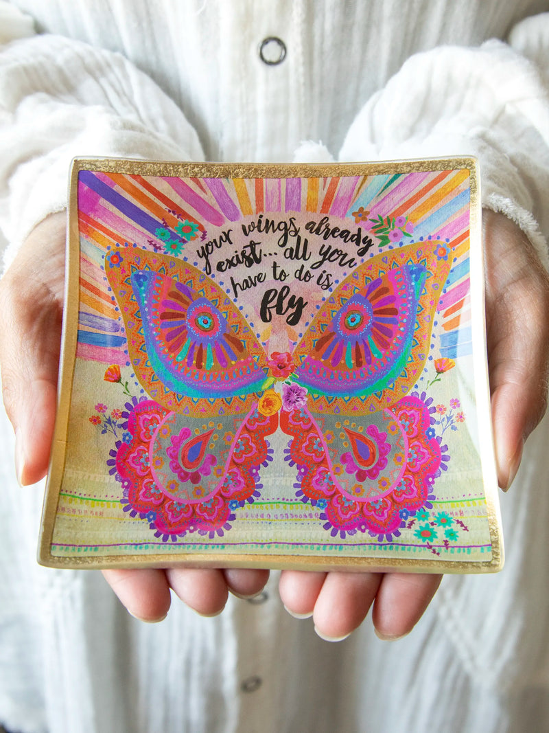 "Your Wings Already Exist" Glass Trinket Tray