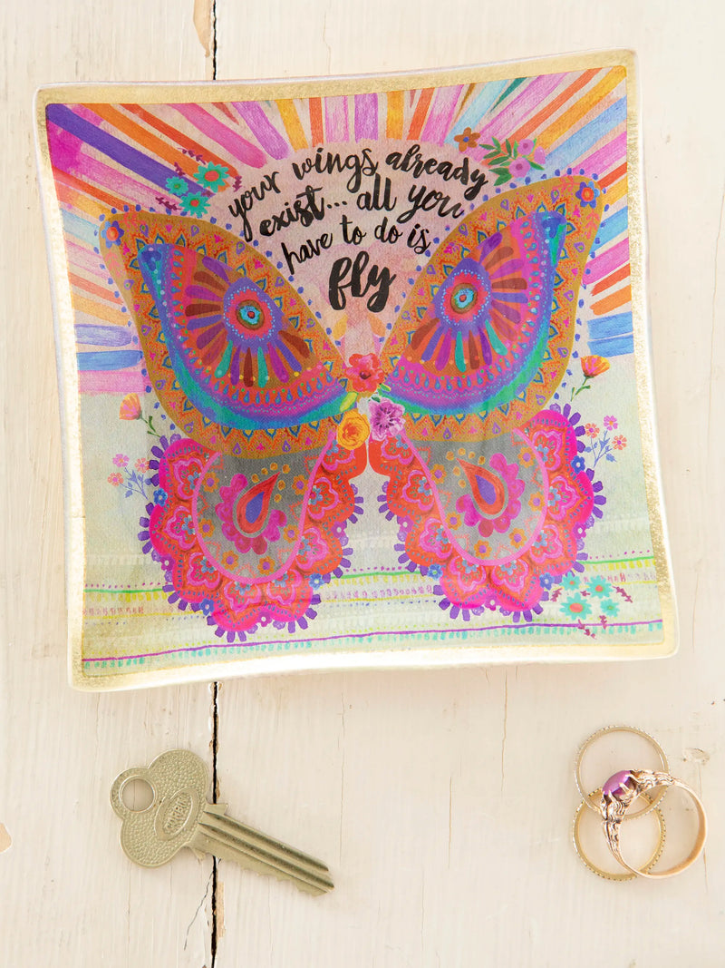 "Your Wings Already Exist" Glass Trinket Tray