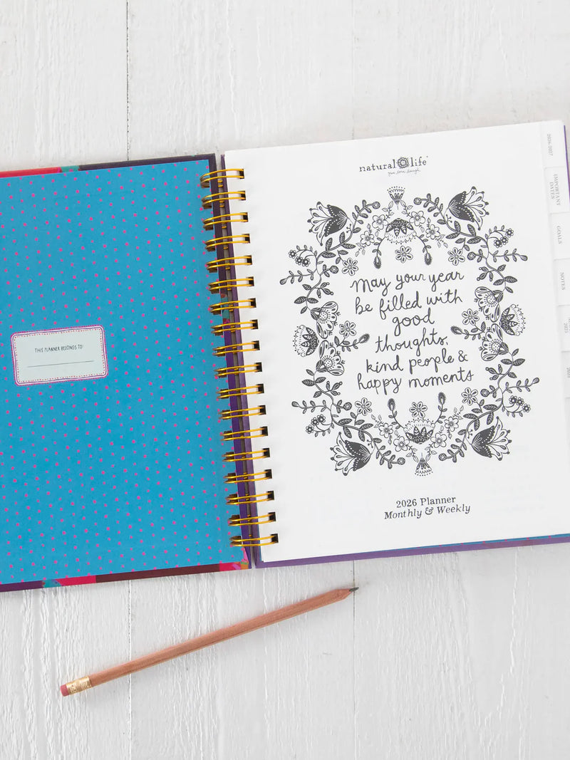 Lilac Folk Flower 2025-2026 17 Month Planner
