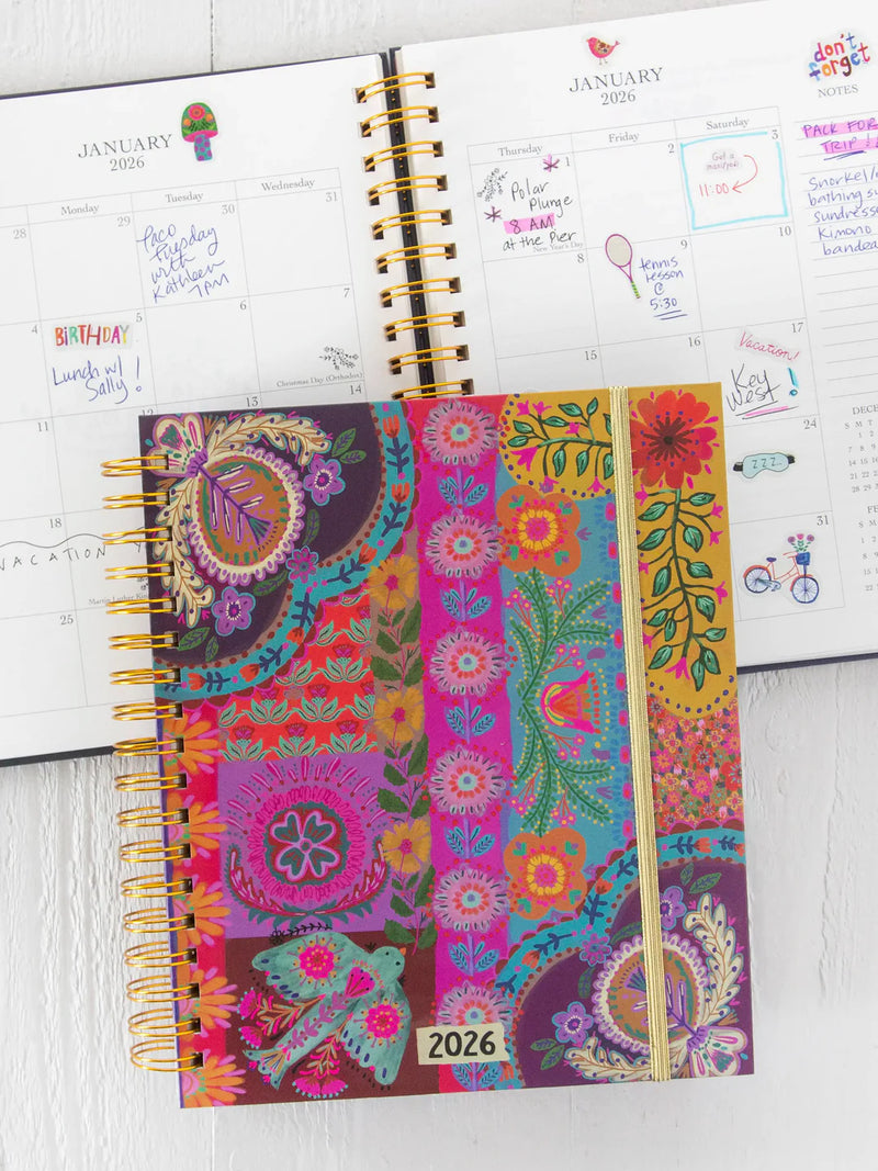 Lilac Folk Flower 2025-2026 17 Month Planner