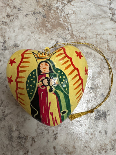 Hand Painted Himalayan Papier-Mâché Guadalupe Ornaments