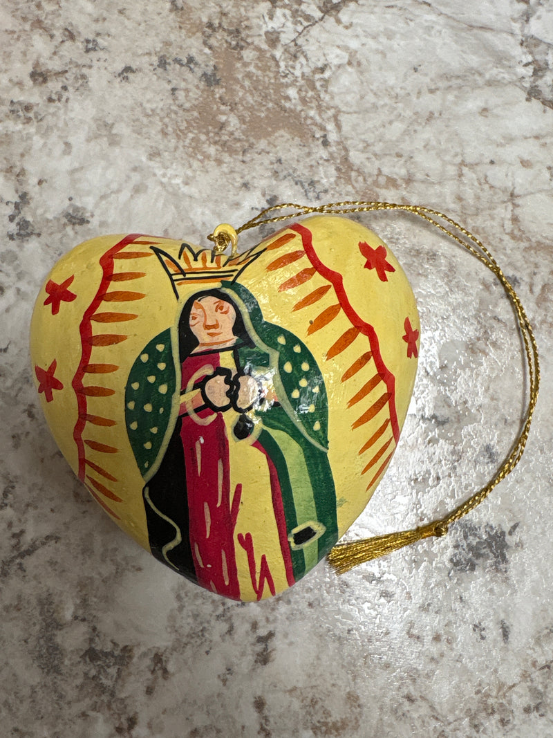 Hand Painted Himalayan Papier-Mâché Guadalupe Ornaments