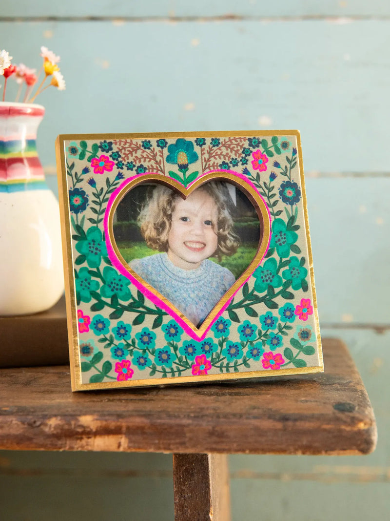 Mini Heart Wooden Picture Frame - Dusty Blue