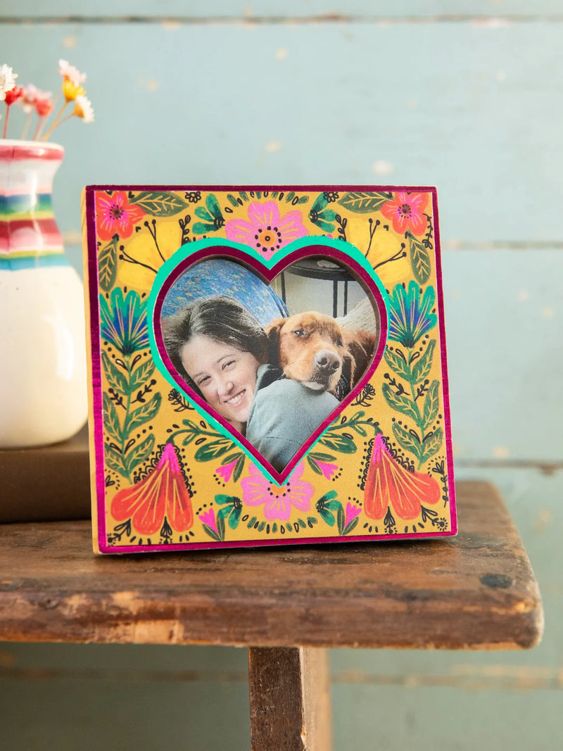 Mini Heart Wooden Picture Frame - Lime Green