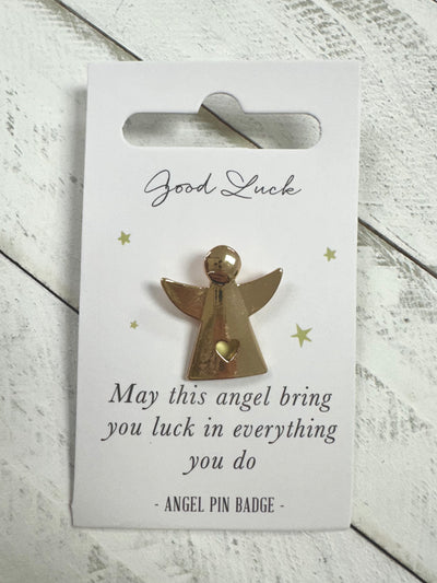 "Good Luck" Angel Sentiment Pin