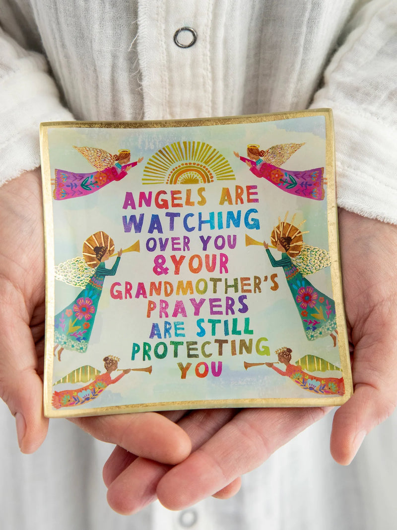 "Angles Are Watching Over You" Glass Trinket Tray