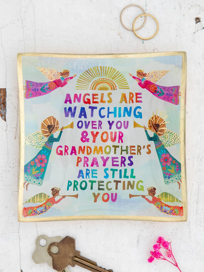 "Angles Are Watching Over You" Glass Trinket Tray