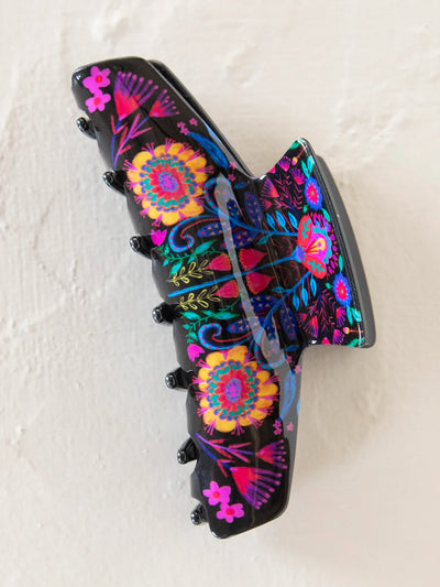 Black Folk Flower Everyday Claw Clip