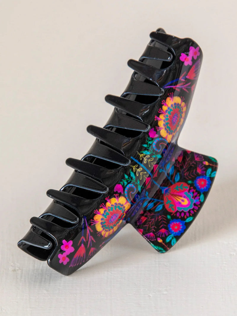 Black Folk Flower Everyday Claw Clip