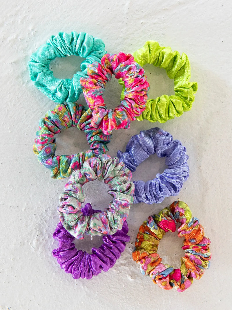 Mini Satin Scrunchies, Set of 8