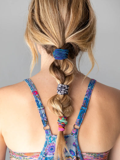 Boho Bands Hair Ties, Set of 3 - Blue Floral