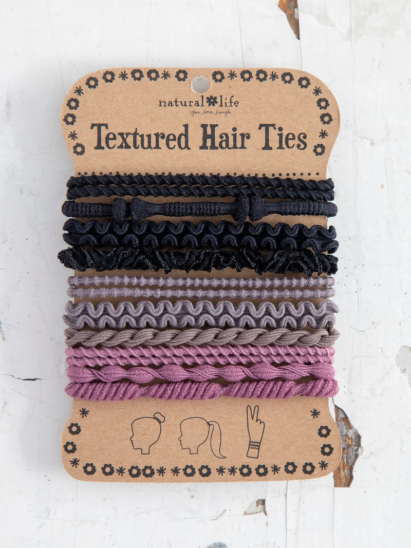 Textured Hair Ties, Set of 10 - Muted