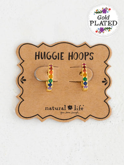 Huggie Hoop Earrings - Rainbow