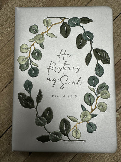 "He Restores My Soul" Embroidered Journal