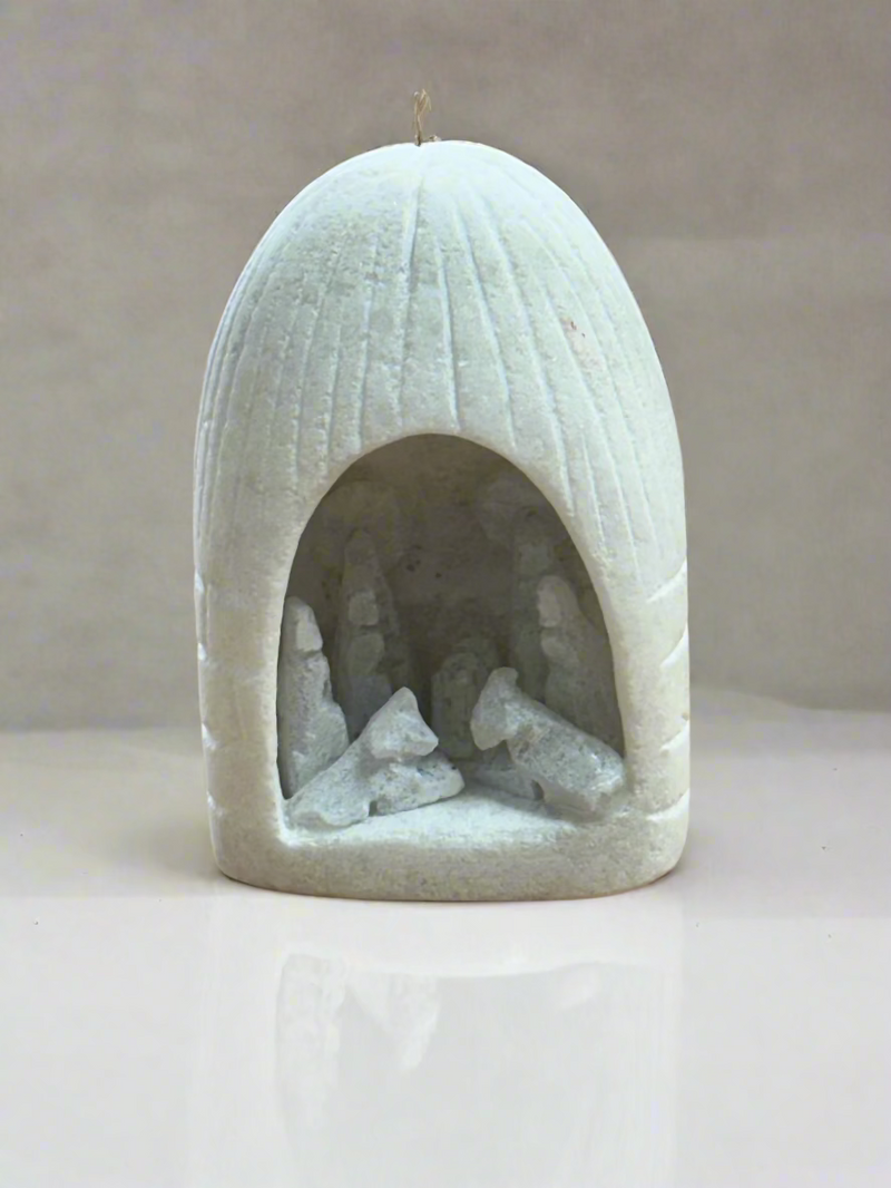 Alabaster Stone Nativity in Dome Creche