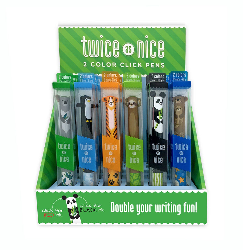 "Twice as Nice" 2 Color Animal Click Pens