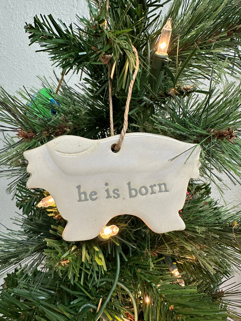 "He Is Born" Ceramic Baby Jesus Ornament