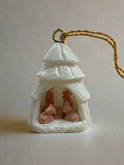 Mini Nativity Alabaster Carved Ornament