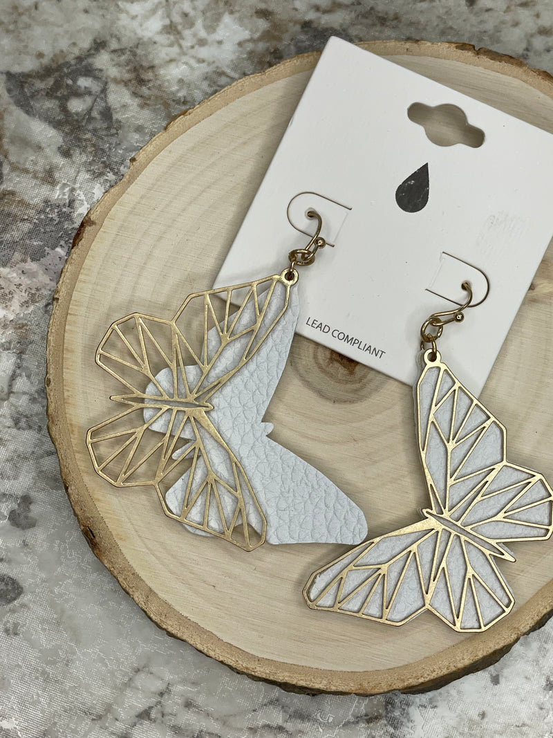 Butterfly Overlay Earrings - White