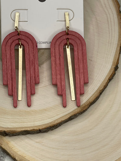 Layered Arch Earrings - Mauve