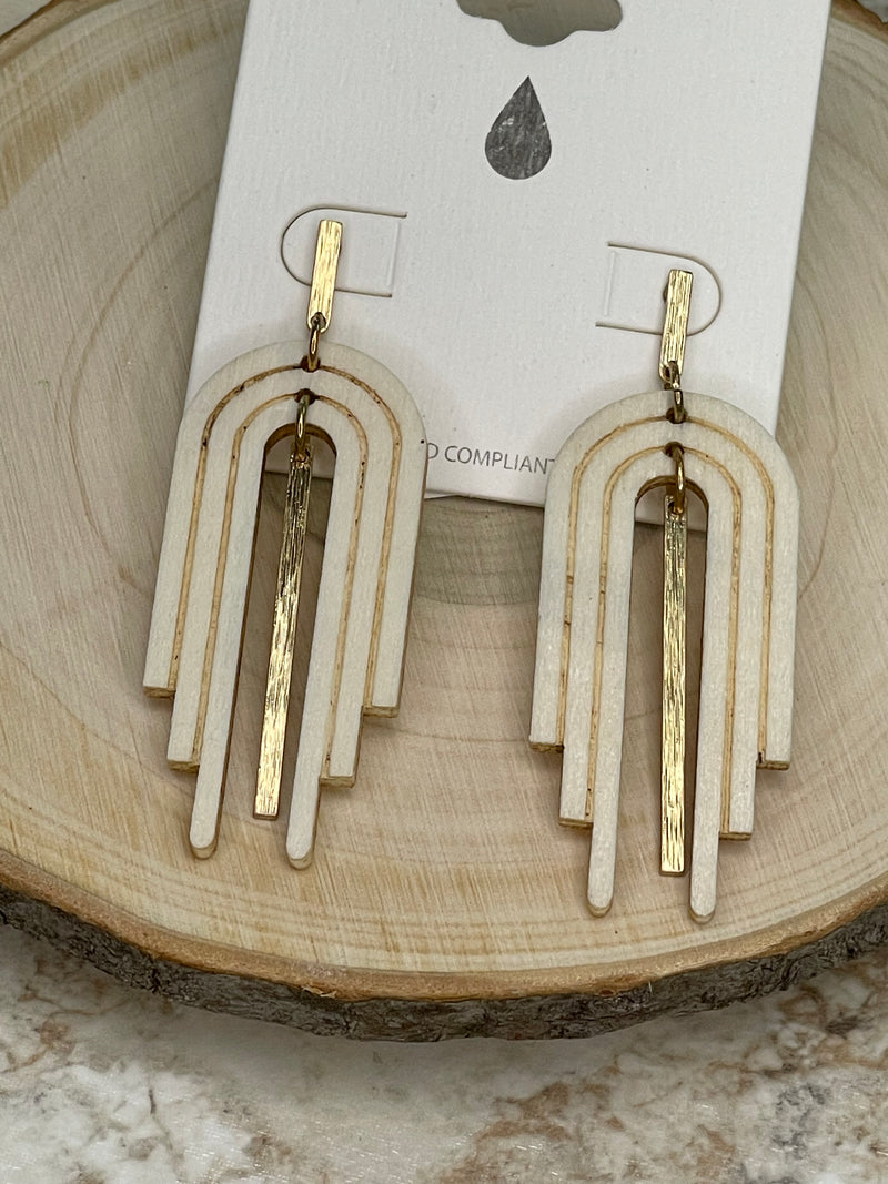 Layered Arch Earrings - White