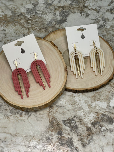 Layered Arch Earrings - Mauve